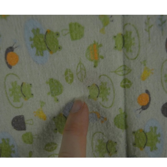 Babies R Us Turtle Frog Snail Baby Receiving Blanket Green Orange Leaf Flannel - Picture 7 of 7